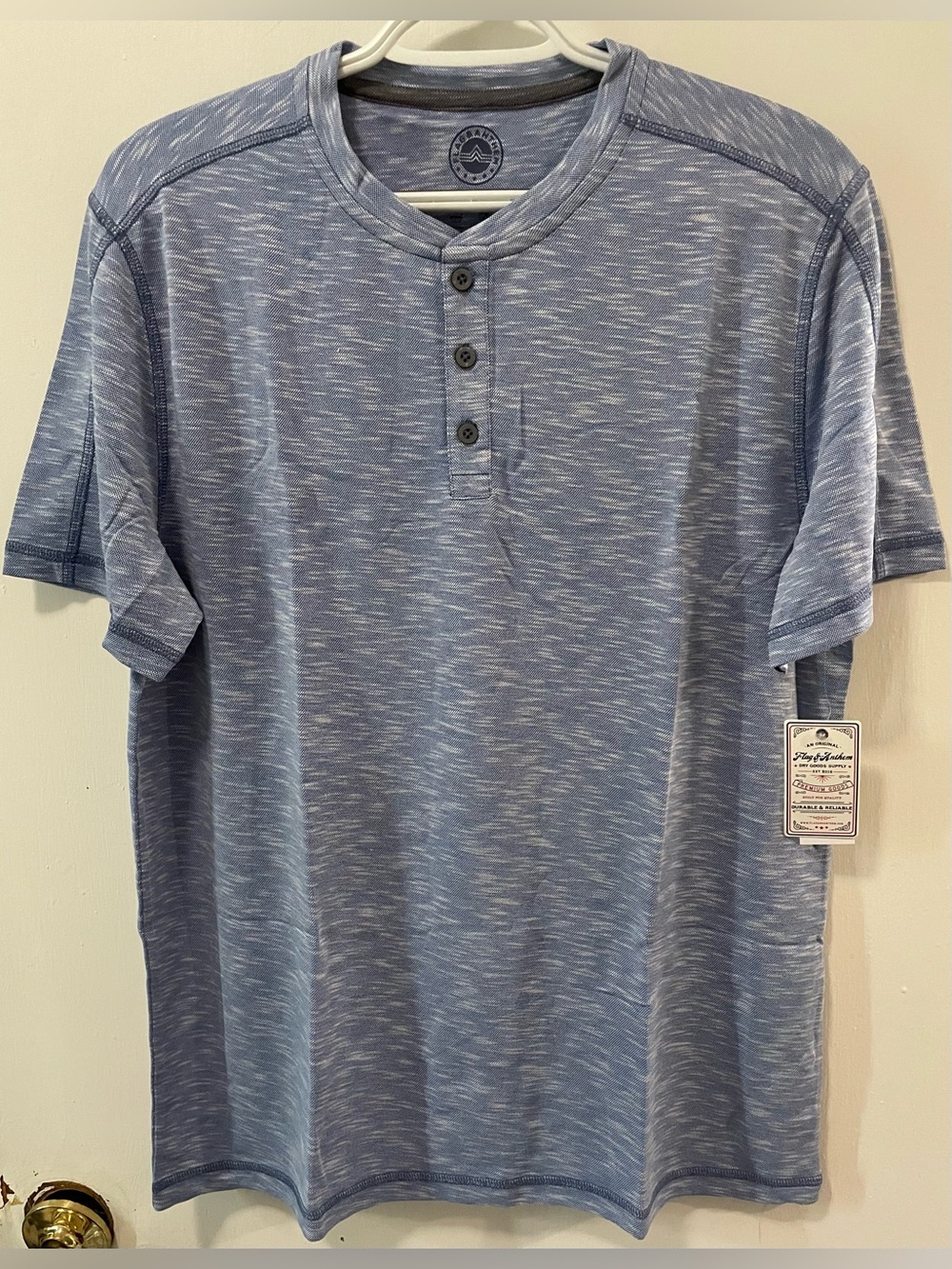 Flag & Anthem MadeFlex Men’s Medium Blue Short Sleeve Henley Shirt Size Medium M